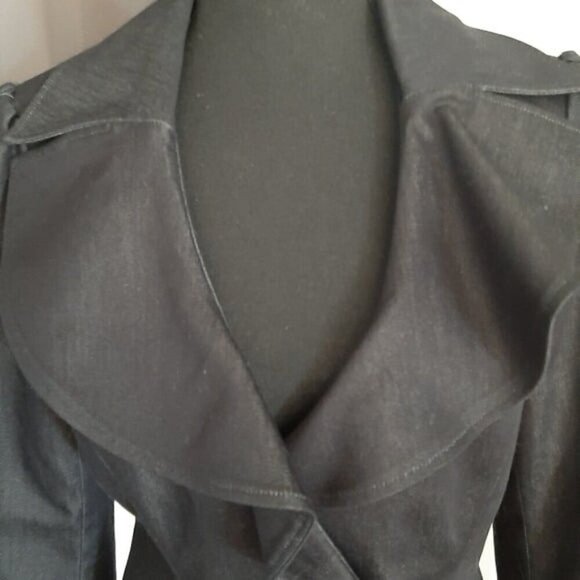 Chelsea & Theodore Black Snap Button Blazer Collared Size 6 Office Wear Preppy - Picture 2 of 7